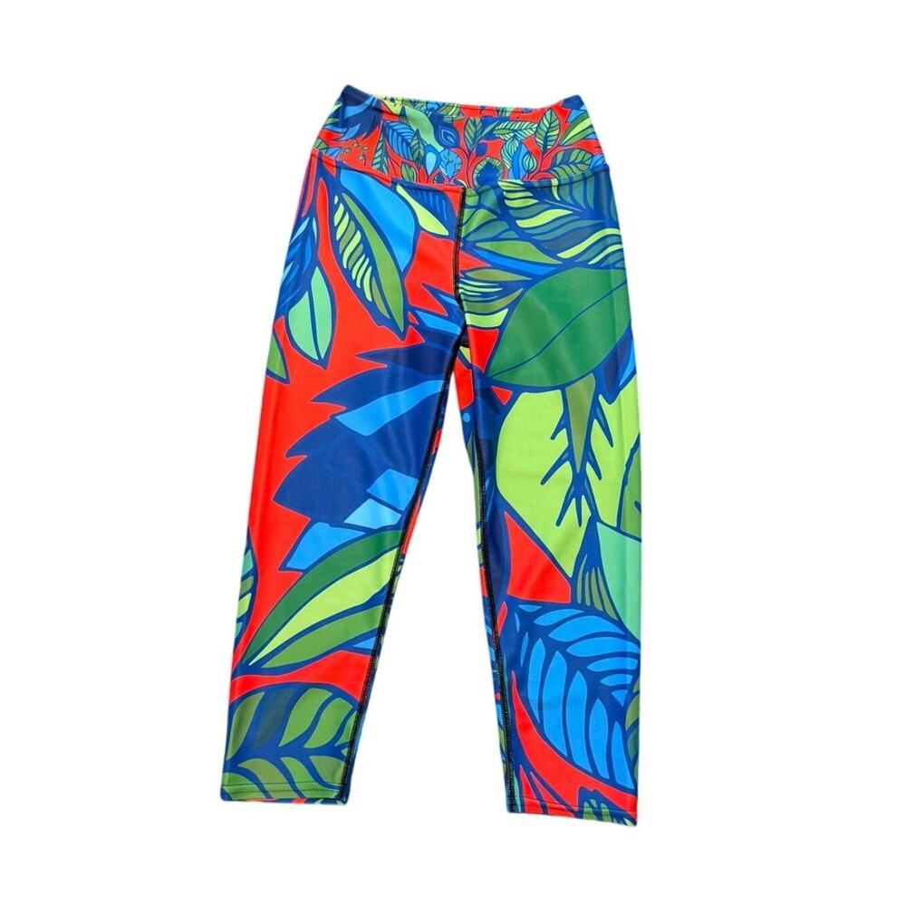 Rochelle Porter Design Tropical Print Cropped Leggings NWOT Size S